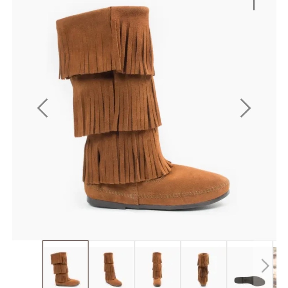 BRAND NEW Minnetonka 3 layer fringe Moccasins size 7 - Picture 2 of 3